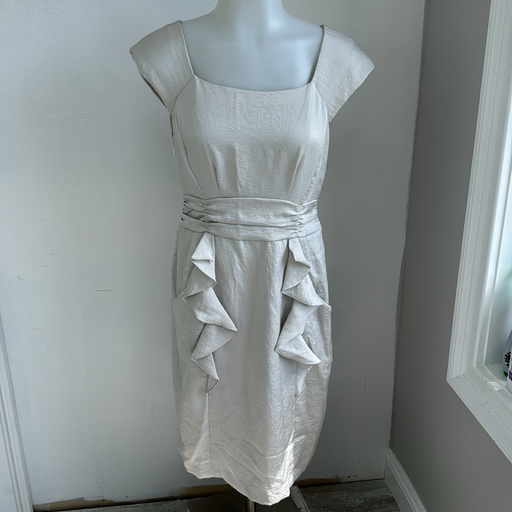 Nanette Lepore Ruffle Dress Ivory Pockets‎